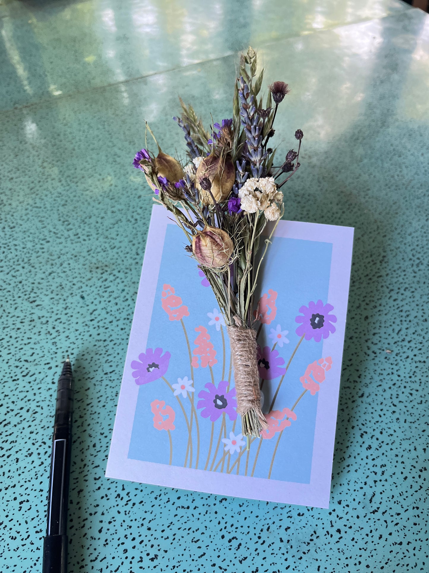 Purple Blue Magnet Posy on card